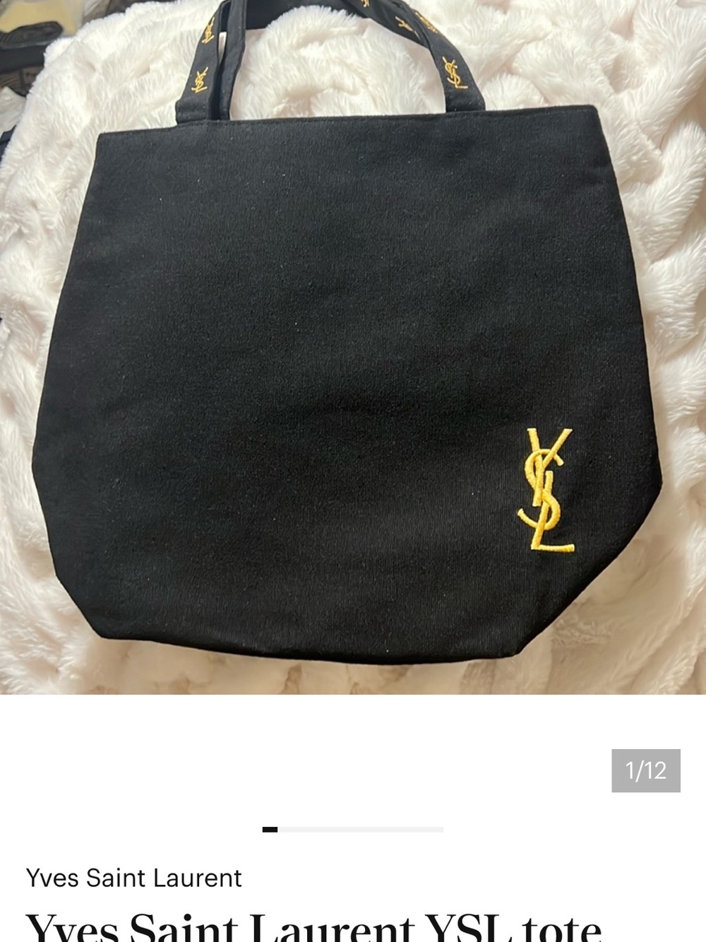 Yves Saint Laurent Black Tote with Gold YSL Embroidery